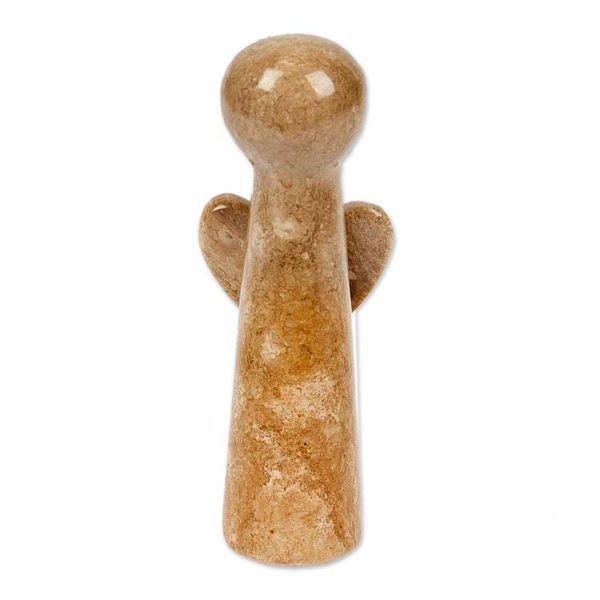 Alternate image for Minimalist Hand-Carved Brown Marble Figurine Made in Mexico Angel of Earth