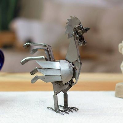 Primary image for Eco-Friendly Recycled Metal Rooster Sculpture from Mexico Rooster Chance