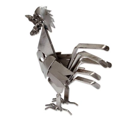 Alternate image for Eco-Friendly Recycled Metal Rooster Sculpture from Mexico Rooster Chance
