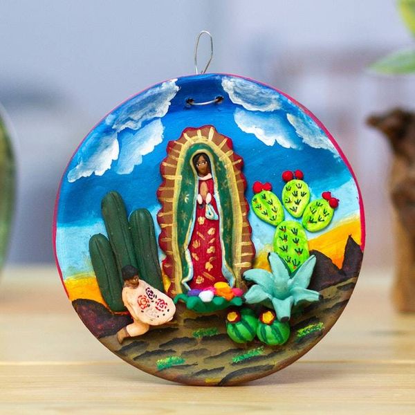 Alternate image for Guadalupe Virgin Apparition to Juan Diego Ceramic Wall Art Virgin of Tepeyac