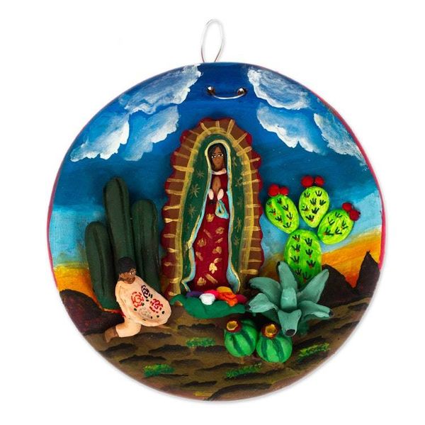 Alternate image for Guadalupe Virgin Apparition to Juan Diego Ceramic Wall Art Virgin of Tepeyac