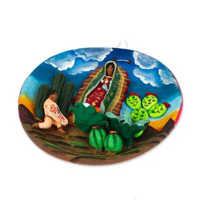Alternate image for Guadalupe Virgin Apparition to Juan Diego Ceramic Wall Art Virgin of Tepeyac