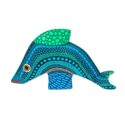 Alternate image for Hand Painted Dolphin Alebrije Ocean Dolphin