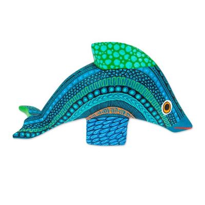 Alternate image for Hand Painted Dolphin Alebrije Ocean Dolphin