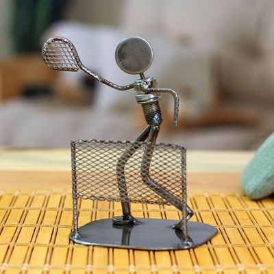 Primary image for Artisan-Made Inspirational Upcycled Tennis Player Sculpture Tennis Player