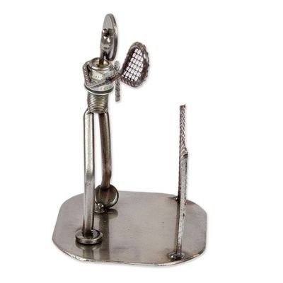 Alternate image for Artisan-Made Inspirational Upcycled Tennis Player Sculpture Tennis Player