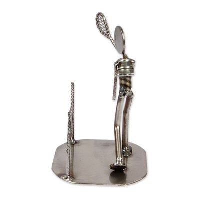 Alternate image for Artisan-Made Inspirational Upcycled Tennis Player Sculpture Tennis Player