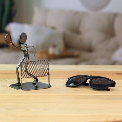 Alternate image for Artisan-Made Inspirational Upcycled Tennis Player Sculpture Tennis Player