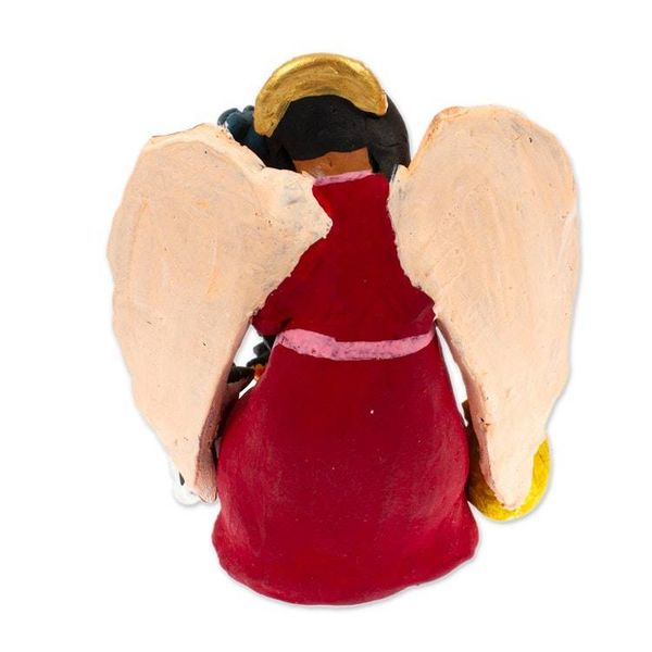 Alternate image for Hand-Painted Angel with Cats-Themed Ceramic Sculpture Angel with Cats