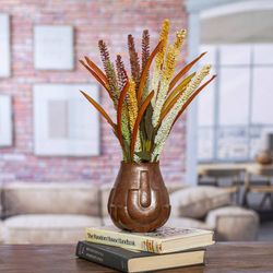 Image for Handcrafted Curved Motif Copper Vase from Mexico Curved Sequence