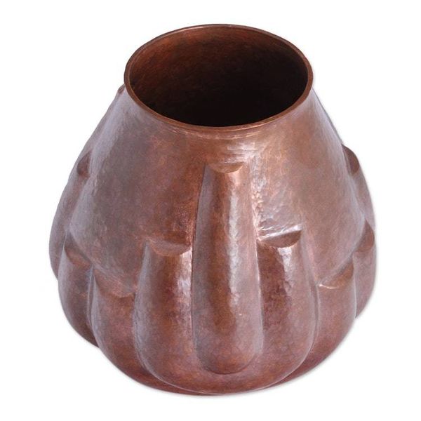Alternate image for Handcrafted Curved Motif Copper Vase from Mexico Curved Sequence