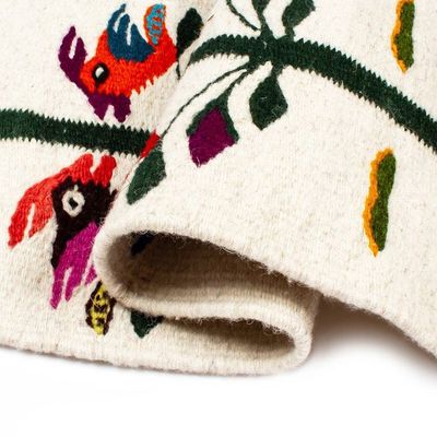 Alternate image for Spring-Themed Colorful 100 Wool Table Runner from Mexico Spring Feast