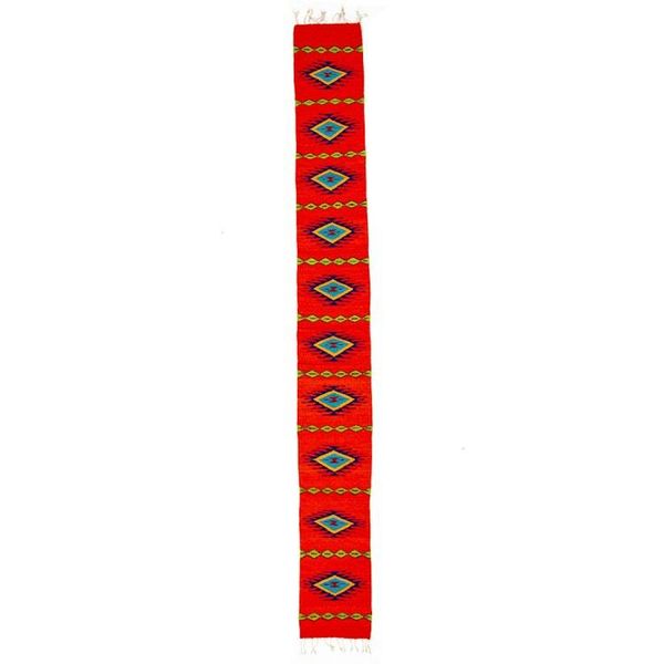 Alternate image for Handwoven Diamond-Patterned Scarlet 100 Wool Table Runner Jewels of Scarlet