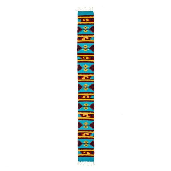 Alternate image for Woven Fringed 100 Wool Table Runner in Yellow and Blue Hues Banquet in Thunder