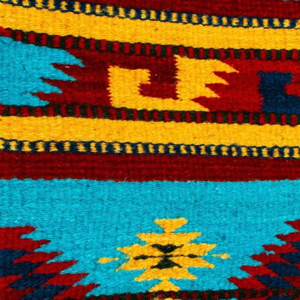 Alternate image for Woven Fringed 100 Wool Table Runner in Yellow and Blue Hues Banquet in Thunder