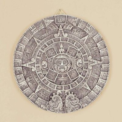 Primary image for Ceramic Wall Plaque Museum Replica Handmade Mexico Aztec Calendar in Beige