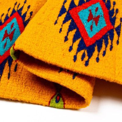 Alternate image for Diamond-Themed Marigold 100 Wool Table Runner from Mexico Jewels of Marigold