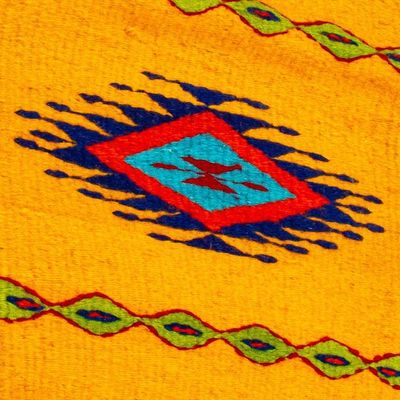 Alternate image for Diamond-Themed Marigold 100 Wool Table Runner from Mexico Jewels of Marigold