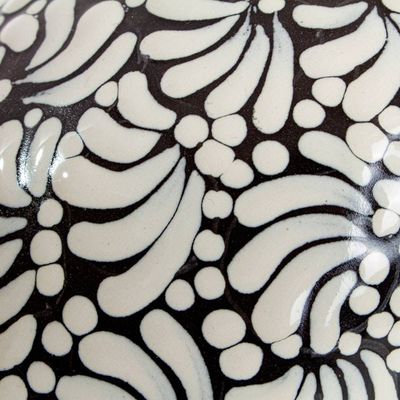 Alternate image for Handcrafted Talavera Style Black-Ivory Ceramic Skull Black and Ivory Lace Skull