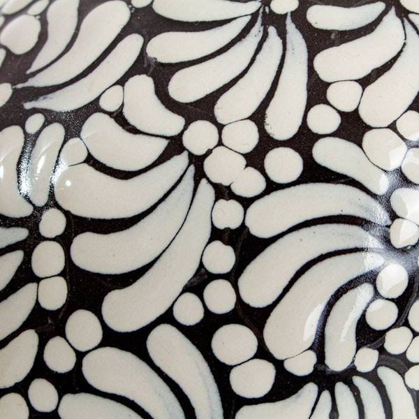 Alternate image for Handcrafted Talavera Style Black-Ivory Ceramic Skull Black and Ivory Lace Skull