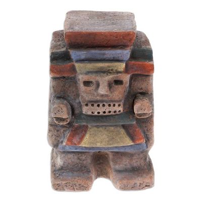 Alternate image for Hand-Painted Folk Art Traditional Tlaloc Ceramic Sculpture Tlaloc Emblem