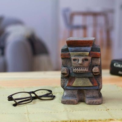 Alternate image for Hand-Painted Folk Art Traditional Tlaloc Ceramic Sculpture Tlaloc Emblem