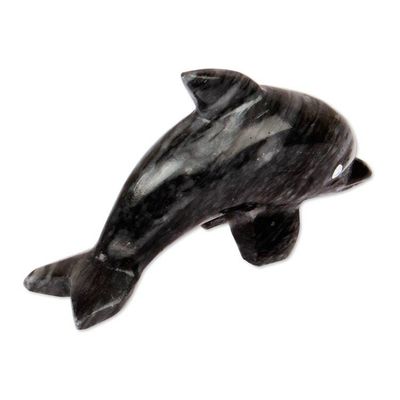 Alternate image for Ocean-Themed Dolphin-Shaped Blue-Palette Marble Figurine Oceanic Fins
