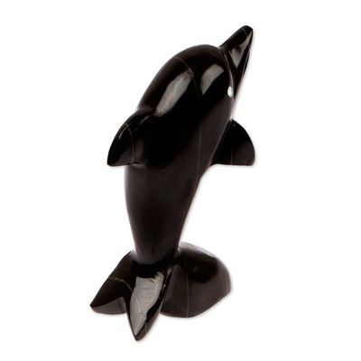 Alternate image for Inspirational Dolphin-Themed Dark-Palette Marble Figurine Mystic Sea