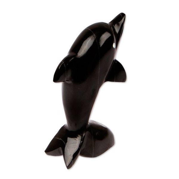Alternate image for Inspirational Dolphin-Themed Dark-Palette Marble Figurine Mystic Sea