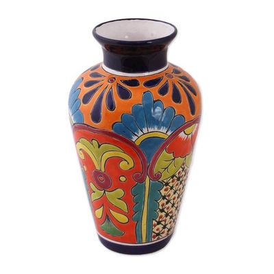 Alternate image for Talavera-Style Ceramic Vase Crafted in Mexico Floral Display