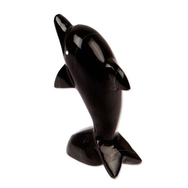 Alternate image for Inspirational Dolphin-Themed Dark-Palette Marble Figurine Mystic Sea