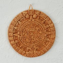 Image for Archaeological Ceramic SunStone from Mexico Aztec Calendar in Tan
