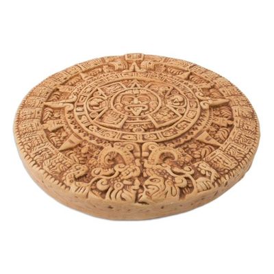 Alternate image for Archaeological Ceramic SunStone from Mexico Aztec Calendar in Tan