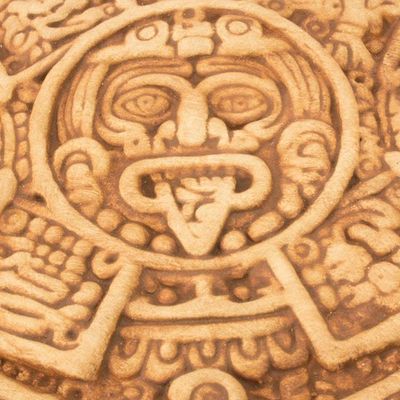Alternate image for Archaeological Ceramic SunStone from Mexico Aztec Calendar in Tan