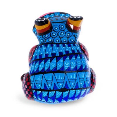 Alternate image for Colorful Hand-Painted Frog Wood Alebrije-Style Figurine Fantastic Frog
