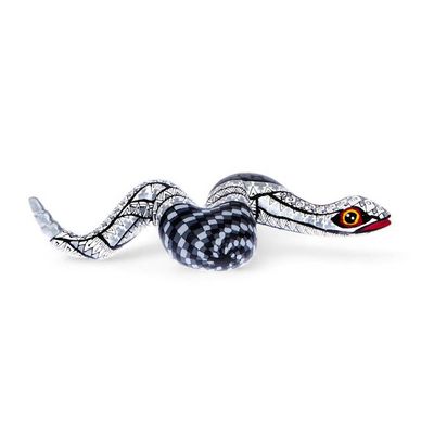Alternate image for Snake Wood Alebrije-Style Sculpture in White Grey and Black Enchanting Snake