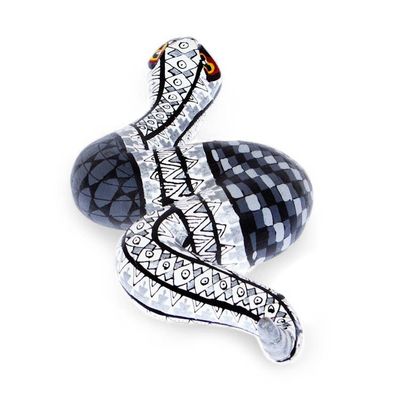 Alternate image for Snake Wood Alebrije-Style Sculpture in White Grey and Black Enchanting Snake