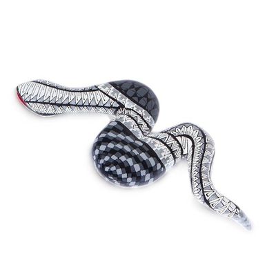 Alternate image for Snake Wood Alebrije-Style Sculpture in White Grey and Black Enchanting Snake