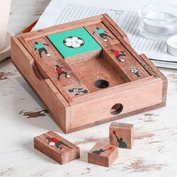 Image for Handcrafted Raintree Wood Sliding Football Game Football Escape
