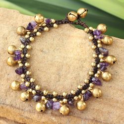 Image for Brass Beaded Amethyst Bracelet Joyous Bells