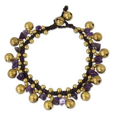 Alternate image for Brass Beaded Amethyst Bracelet Joyous Bells
