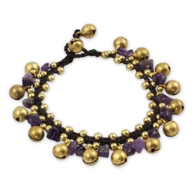 Alternate image for Brass Beaded Amethyst Bracelet Joyous Bells