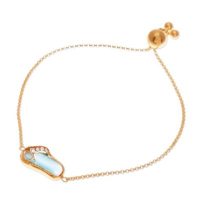 Alternate image for Gold-Plated Larimar Blue Topaz Thong Sandal Pendant Bracelet Chic Thong Sandal