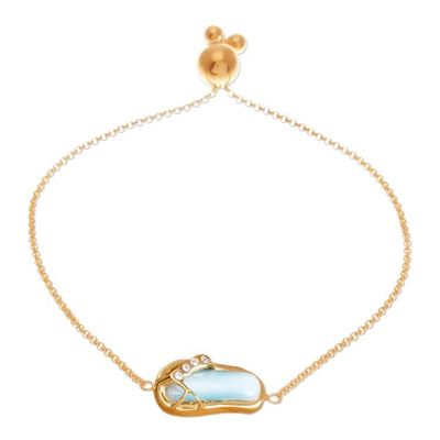 Alternate image for Gold-Plated Larimar Blue Topaz Thong Sandal Pendant Bracelet Chic Thong Sandal