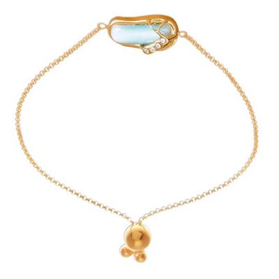 Alternate image for Gold-Plated Larimar Blue Topaz Thong Sandal Pendant Bracelet Chic Thong Sandal