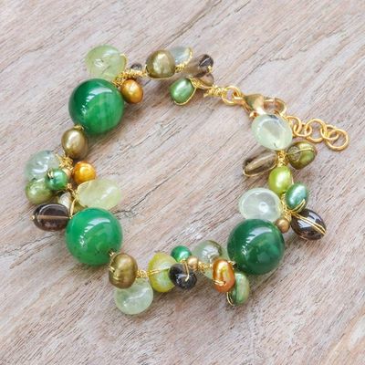 Primary image for Multi-Gemstone Green Beaded Bracelet with Gold-Plated Clasp Spring Majesty
