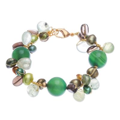 Alternate image for Multi-Gemstone Green Beaded Bracelet with Gold-Plated Clasp Spring Majesty