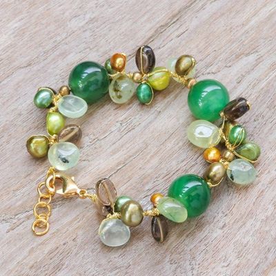 Alternate image for Multi-Gemstone Green Beaded Bracelet with Gold-Plated Clasp Spring Majesty