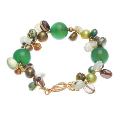 Alternate image for Multi-Gemstone Green Beaded Bracelet with Gold-Plated Clasp Spring Majesty