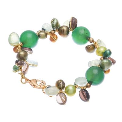 Alternate image for Multi-Gemstone Green Beaded Bracelet with Gold-Plated Clasp Spring Majesty